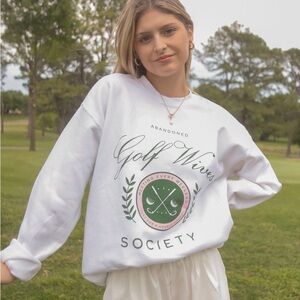 NWOT Friday + Saturday White Golf Wives Society Sweatshirt
